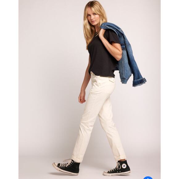 CURRENT/ELLIOTT The Captain Trouser Pants Biscuit White size 27 - Picture 3 of 12